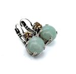 Earrings By Mariana Round Amazonite Mineral and Peach Swarovski Crystals - Image 5