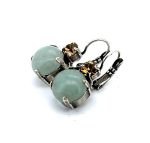 Earrings By Mariana Round Amazonite Mineral and Peach Swarovski Crystals