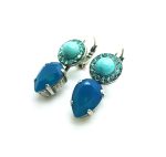Mariana Earrings Gorgeous Turq Mineral & Blues Swarovski Crystals Zambezi Africa Coll. - Image 2