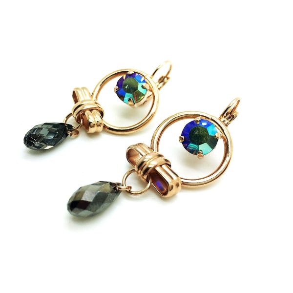 Mariana Earrings Bow Dangling Black Dia & AB Swarovski Crystals My Treasures Coll.