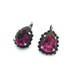 Mariana Earrings Elegant Pear Shape Ruby & Jet Swarovski Crystals Songbook Coll.