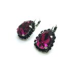 Mariana Earrings Elegant Pear Shape Ruby & Jet Swarovski Crystals Songbook Coll. - Image 3