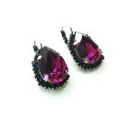 Mariana Earrings Elegant Pear Shape Ruby & Jet Swarovski Crystals Songbook Coll. - Image 2