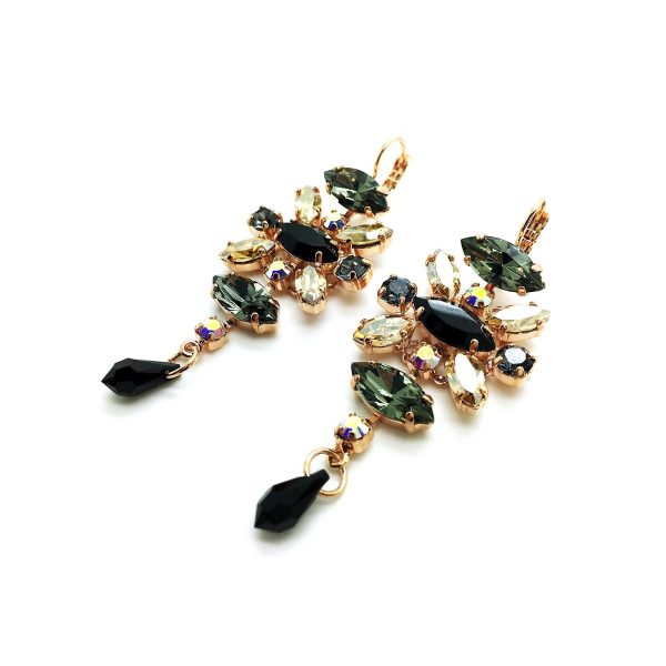 Earrings By Mariana Odyssey Coll. Elegant Dangling Blacks and AB Swarovski Crystals