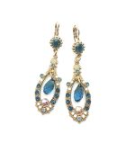 Mariana Earrings Fab Dangling Blue, Opal & AB Austrian Crystals Songbook Coll. Rose Gold Plated - Image 2