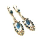 Mariana Earrings Fab Dangling Blue, Opal & AB Austrian Crystals Songbook Coll. Rose Gold Plated - Image 3