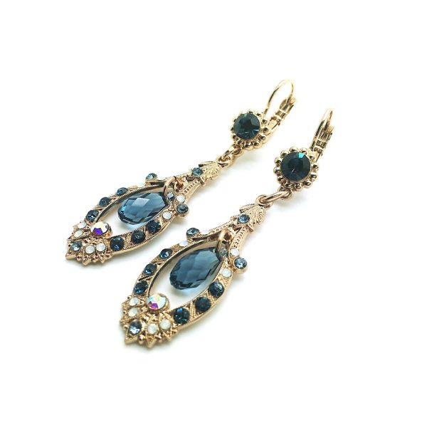 Mariana Earrings Fab Dangling Blue, Opal & AB Austrian Crystals Songbook Coll. Rose Gold Plated
