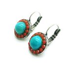 Mariana Earrings Dainty Floral Turquoise Mineral & Orange Opal Austrian Crystals My Treasures Coll.