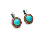 Mariana Earrings Dainty Floral Turquoise Mineral & Orange Opal Austrian Crystals My Treasures Coll. - Image 3