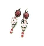 Earrings By Mariana Woman Rhodonite Mineral and Rose Swarovski Crystals - Image 3