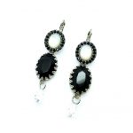 Mariana Earrings Timeless White Shell Mineral, Clear & Jet Swarovski Crystals Caribbean Life Coll.