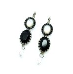 Mariana Earrings Timeless White Shell Mineral, Clear & Jet Swarovski Crystals Caribbean Life Coll.
