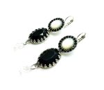 Mariana Earrings Timeless White Shell Mineral, Clear & Jet Swarovski Crystals Caribbean Life Coll. - Image 2