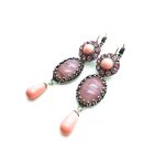 Earrings By Mariana Rose Quartz Mineral and Rose Swarovski Crystals - Image 2