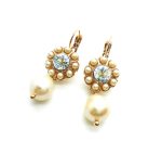 Earrings By Mariana Woman Floral Pearl Mineral and Clear Swarovski Crystals