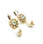 Earrings By Mariana Woman Floral Pearl Mineral and Clear Swarovski Crystals - Image 3