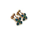 Earrings By Mariana Woman Dainty Floral Green and Blue Swarovski Crystals - Image 3
