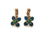 Earrings By Mariana Woman Dainty Floral Green and Blue Swarovski Crystals
