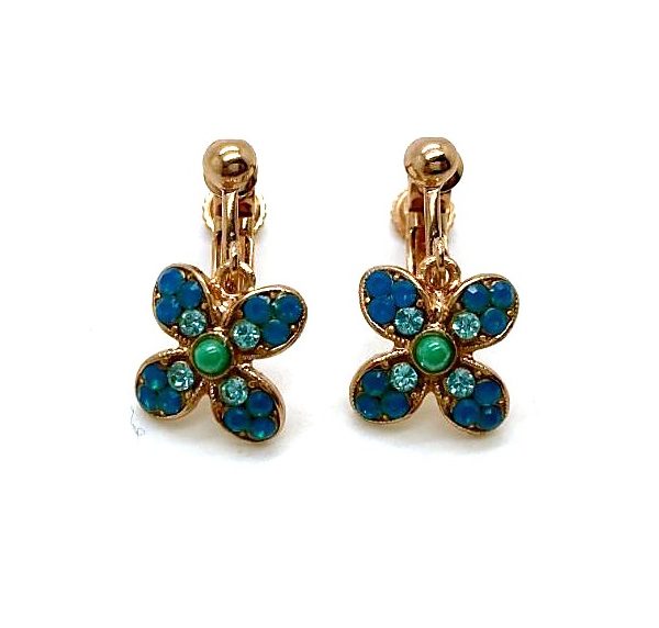 Earrings By Mariana Woman Dainty Floral Green and Blue Swarovski Crystals