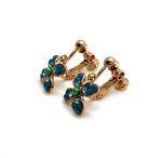 Earrings By Mariana Woman Dainty Floral Green and Blue Swarovski Crystals - Image 2