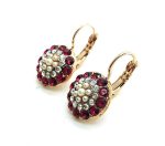 Mariana Earrings Alluring Pearl, Clear & Fuchsia Swarovski Crystals My Treasures Coll. - Image 3