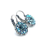 Earrings By Mariana Cocktail Hour Coll. Alluring Flower Shape Black Diamond and AB Austrian Crystals - Image 2