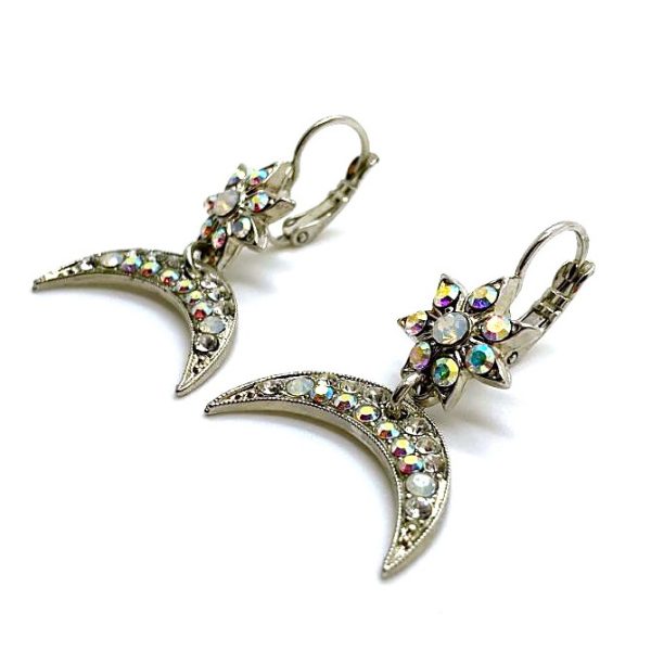 Mariana Earrings Shimmering Star Crescent Whites Austrian Crystals Sweet Summer Coll.