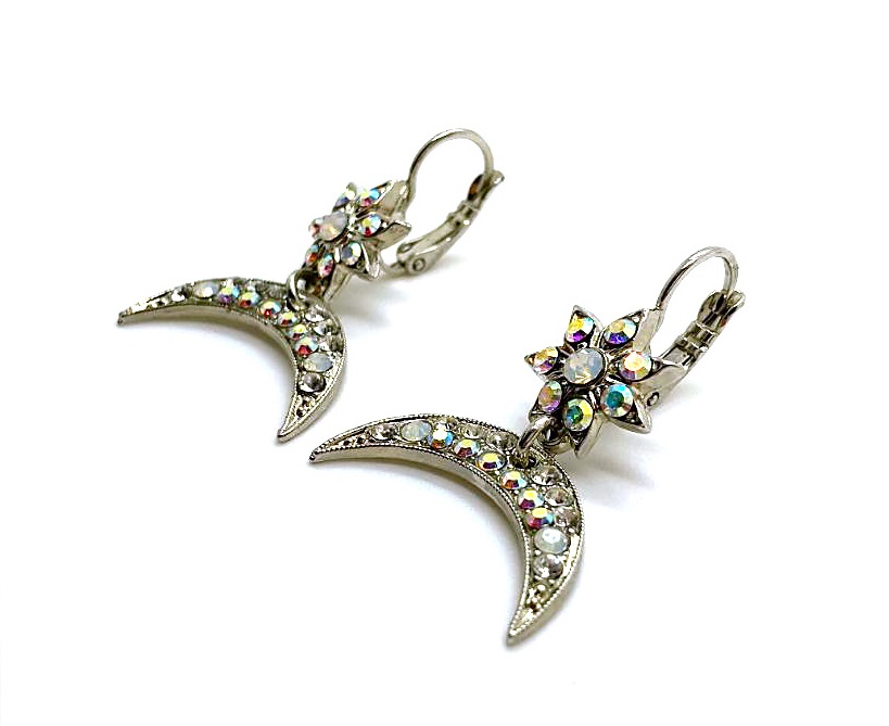 E-1173-8-001-PP6 (3) Mariana Earrings Shimmering Star Crescent Whites Austrian Crystals Sweet Summer Coll. - Image 1