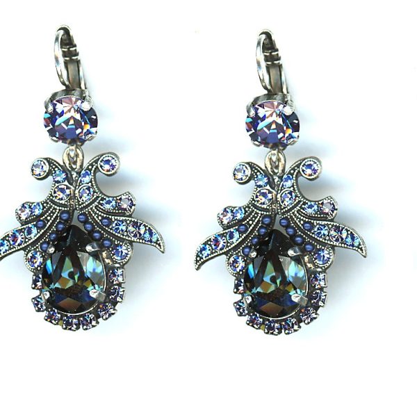 Mariana Earrings Purple,Green,Aqua Swarovski Crystals Lilack East Meets West Coll.