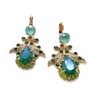 Mariana Earrings Green Tourmaline,Mint Green & Pacific Opal Swarovski Crystals Ivy Botanica Coll.