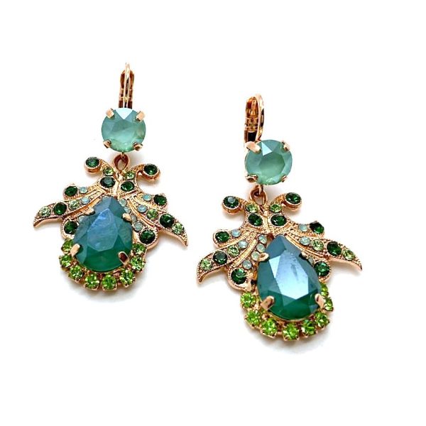 Mariana Earrings Green Tourmaline,Mint Green & Pacific Opal Swarovski Crystals Ivy Botanica Coll.