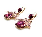 Earrings By Mariana Woman Dangling Opal, Fuchsia and Rose Swarovski Crystals - Image 2