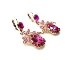 Earrings By Mariana Woman Dangling Opal, Fuchsia and Rose Swarovski Crystals - Image 3