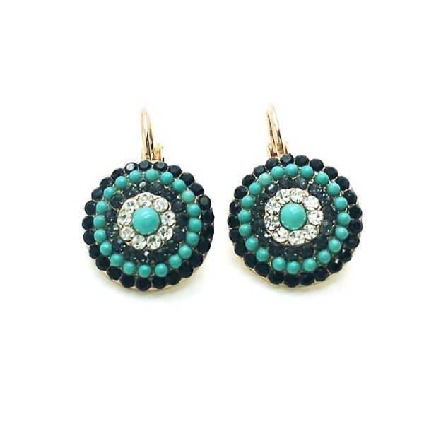 Mariana Earrings Finely Detailed Turq, Clear & Blacks Swarovski Crystals Africa Coll.