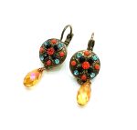 Mariana Earrings Sassy Blues & Oranges Swarovski Crystals Caribbean Life Coll. - Image 3
