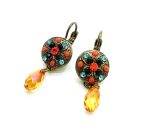 Mariana Earrings Sassy Blues & Oranges Swarovski Crystals Caribbean Life Coll. - Image 2