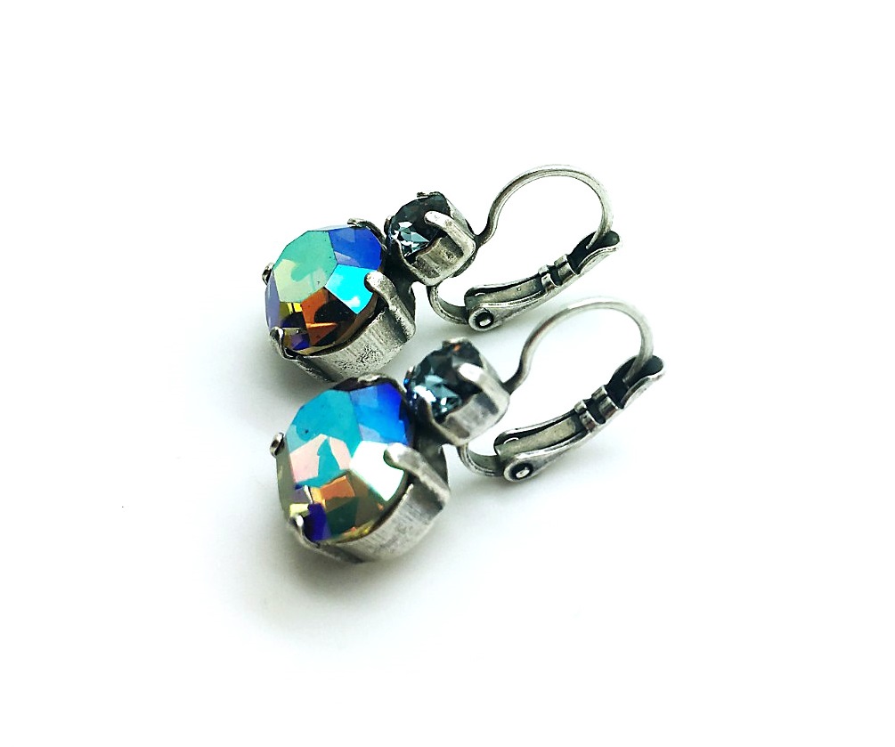 E-1350-215-3-SP6 (1) Mariana Earrings Dainty Greige & Blue Aurore Boreale Martini Cocktail Hour Coll. - Image 1