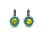 Mariana Earrings Flower Shaped Turq & Jonquil Swarovski Crystals Inspiration Coll.