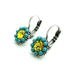 Mariana Earrings Flower Shaped Turq & Jonquil Swarovski Crystals Inspiration Coll. - Image 2