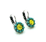 Mariana Earrings Flower Shaped Turq & Jonquil Swarovski Crystals Inspiration Coll. - Image 3