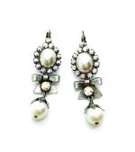 Mariana Earrings Dangling Bow Pearl & AB Austrian Crystals My Treasures Coll.