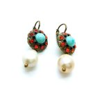 Mariana Earrings Howlite Chinese Turq, Pearl Mineral & Swarovski Crystal Caribbean Life Coll. - Image 2