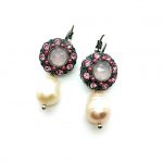 Earrings By Mariana Caribbean Life Coll. Pearl Mineral and Pink Swarovski Crystals