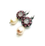 Earrings By Mariana Caribbean Life Coll. Pearl Mineral and Pink Swarovski Crystals - Image 2