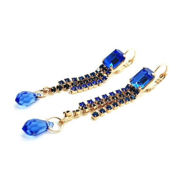 Mariana Earrings Sophisticated Sapphire & Jet Swarovski Crystals My Treasures Coll.