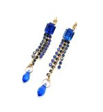 Mariana Earrings Sophisticated Sapphire & Jet Swarovski Crystals My Treasures Coll. - Image 3
