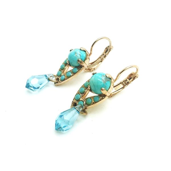 Mariana Earrings Howlite Chinese Turquoise Mineral & Aquamarine Austrian Crystals Bliss Nirvana Coll.