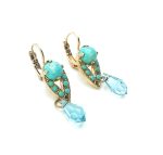 Mariana Earrings Howlite Chinese Turquoise Mineral & Aquamarine Austrian Crystals Bliss Nirvana Coll. - Image 3