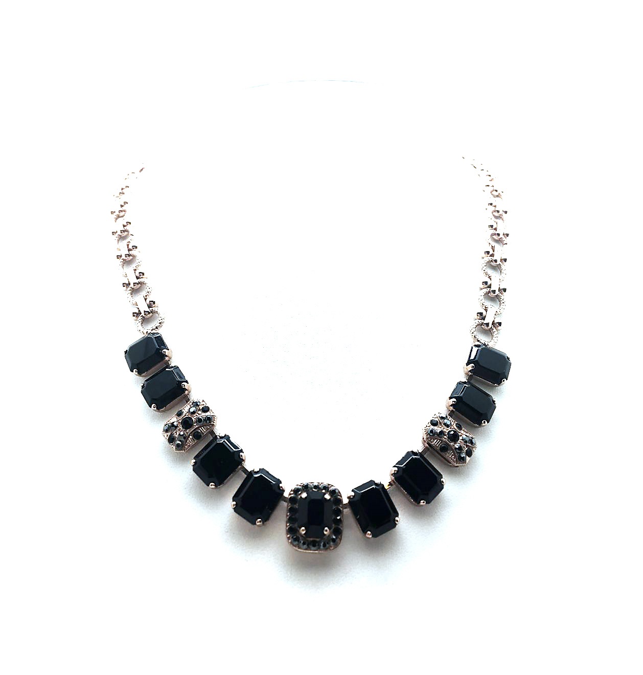 N-3040-4-280-RG (2) Mariana Necklace Simply Elegant Jet Black Swarovski Crystals My Treasures Coll. - Image 1