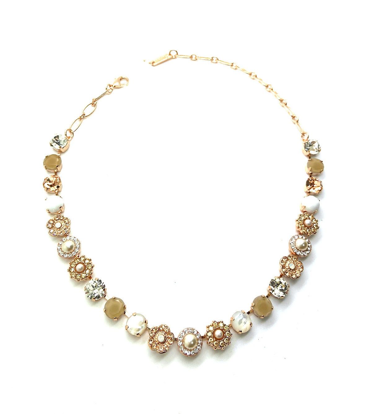 N-3045-1-M1078-RG (2) Mariana Necklace Floral White Shell Mineral & Whites Austrian Crystals Africa Coll. - Image 1